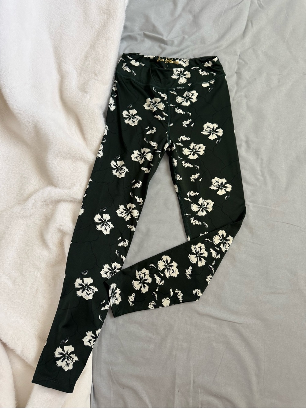 Sam Edelman Bold Garden High-Rise Crop Legging Floral Green Sz S